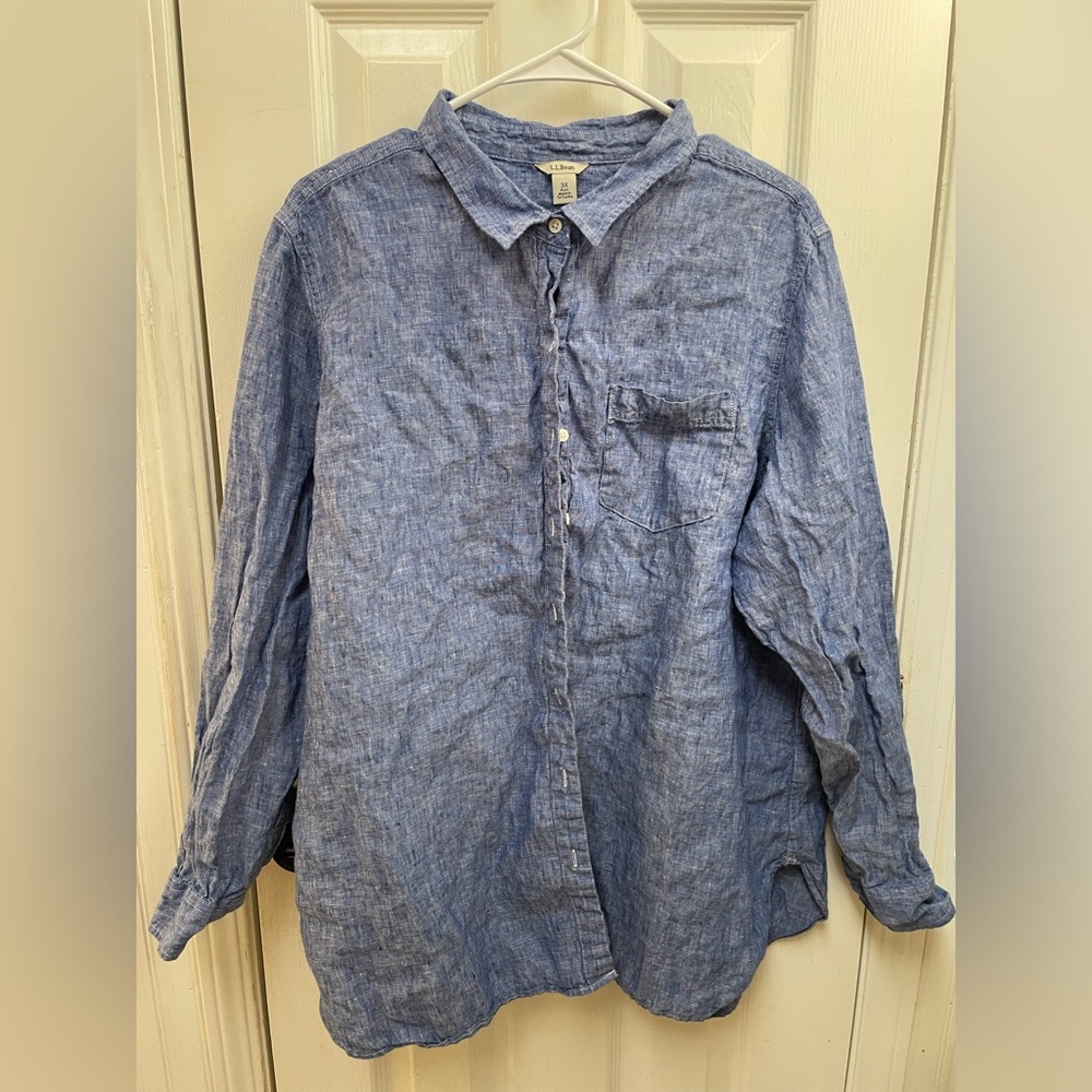 Blue Linen L.L. Bean Button-Down